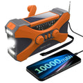 Emergency Hand Crank Solar Radio — Orange, 10000mAh Power Bank with AM/FM/NOAA | Sleek Dynamics
