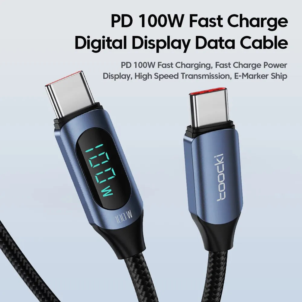 Sleek Dynamics – 100W USB-C Cable with Display for MacBook, iPad and Android