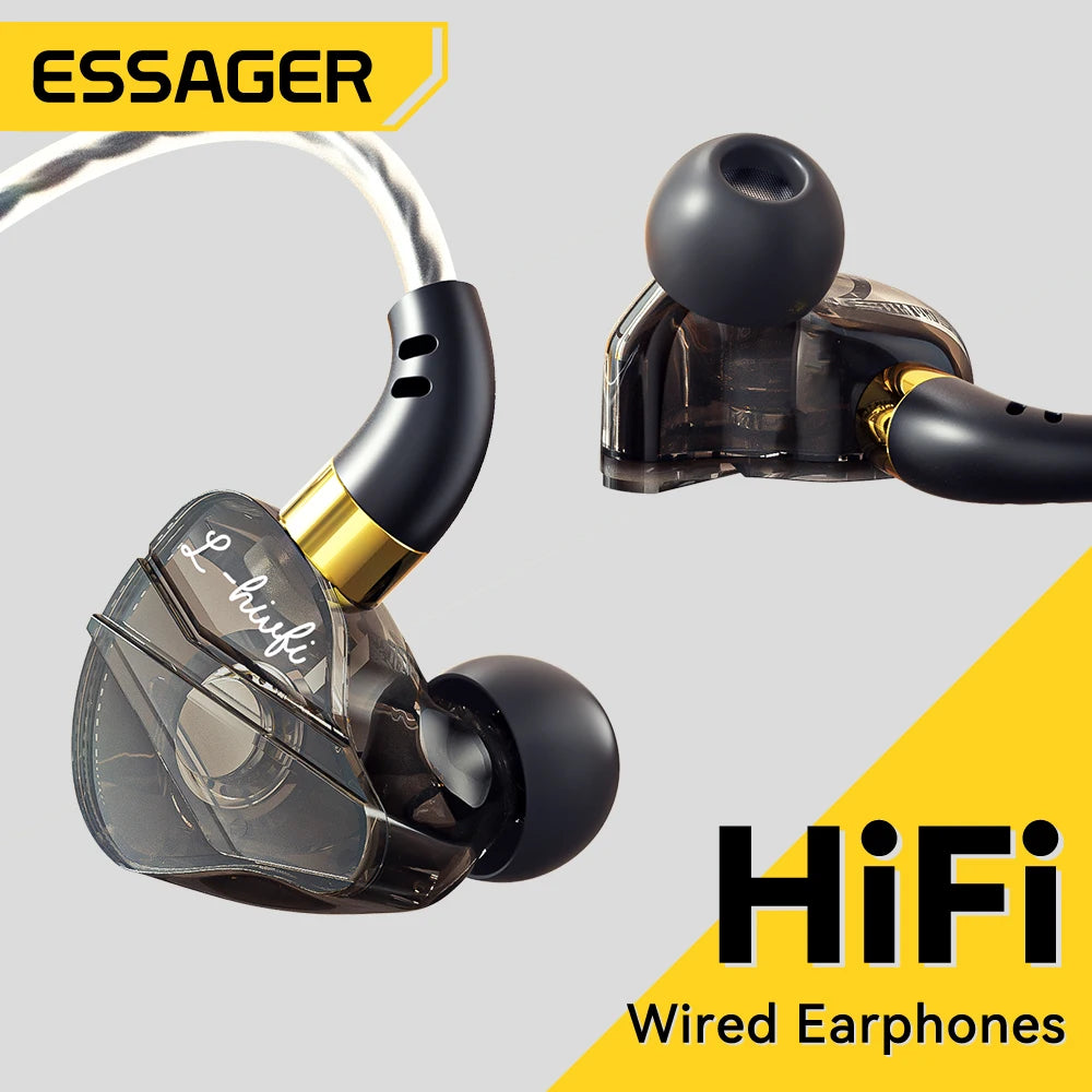 Essager HiFi Wired Earbuds — Type-C & 3.5mm, Bass Stereo, Mic, Zero Latency