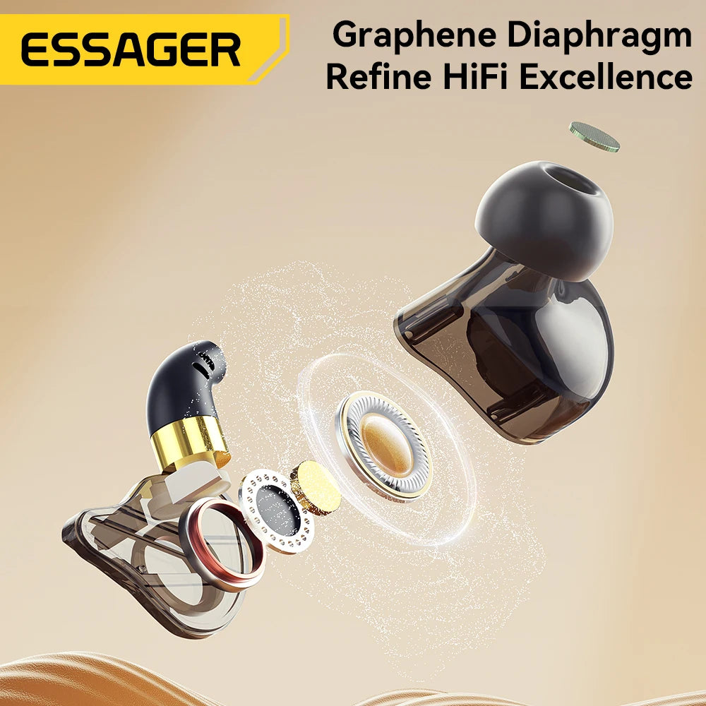 Essager HiFi Wired Earbuds — Type-C & 3.5mm, Bass Stereo, Mic, Zero Latency