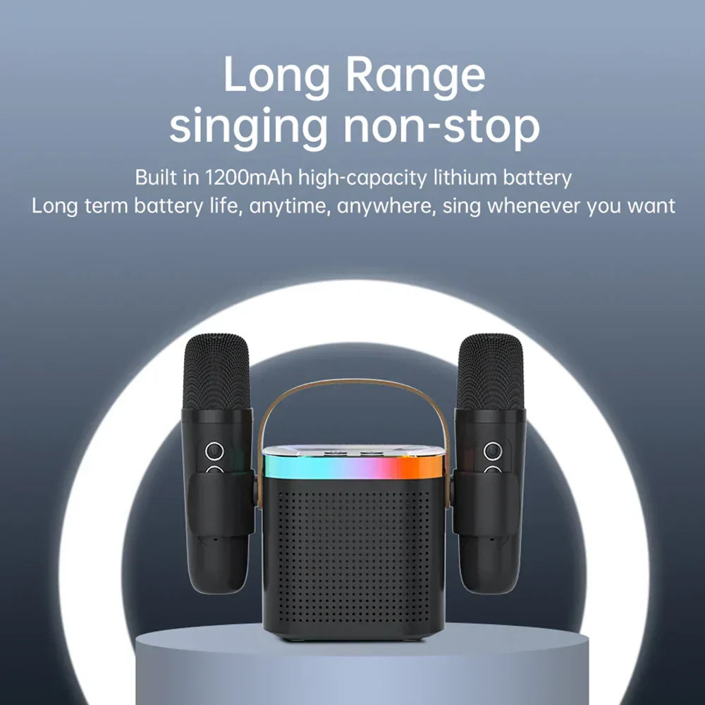 NNEOBA K8 Portable Bluetooth Karaoke Speaker System with 2 Wireless Microphones