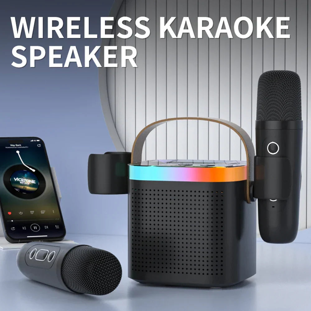 NNEOBA K8 Portable Bluetooth Karaoke Speaker System with 2 Wireless Microphones