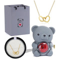 TTeddy Bear Gift Box With Rotating Rose and Jewelry Storage Grey — Elegant gift for Valentine's Day, birthdays and anniversaries | Sleek Dynamics