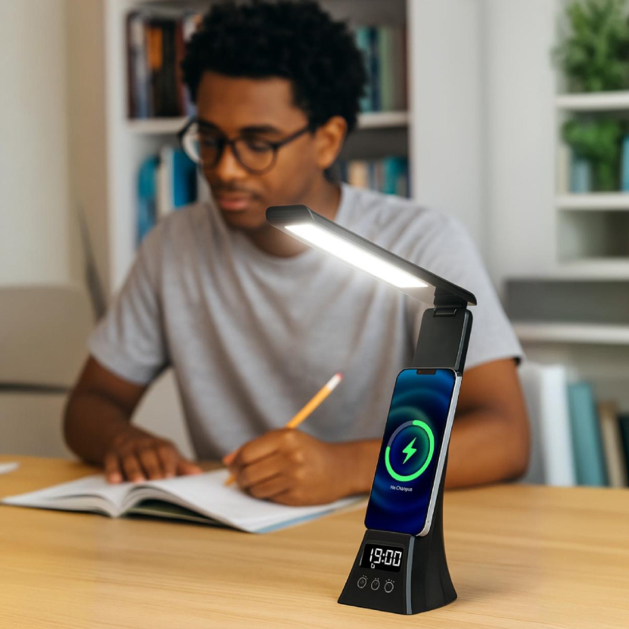 Modern Workspace Bundle — LED Desk Lamp + Wireless Mug Warmer & Charger
