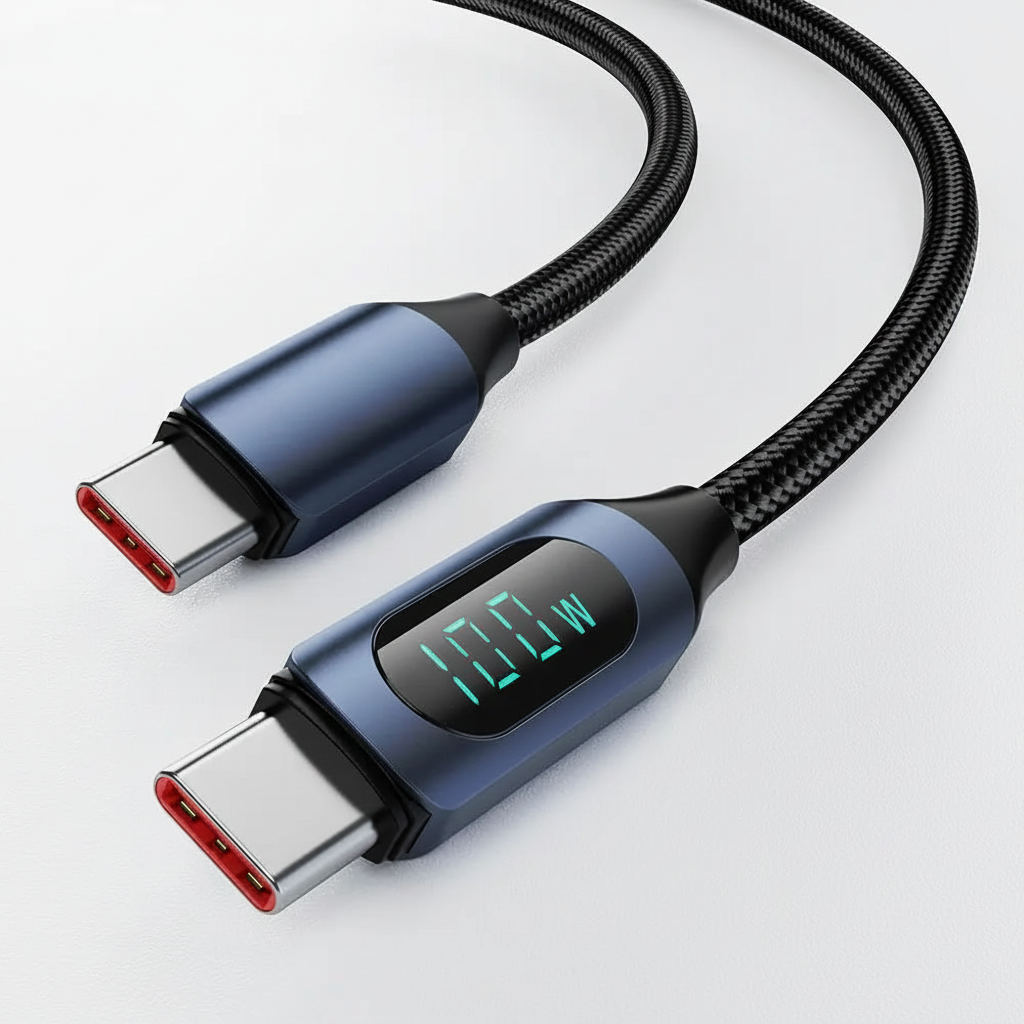 Sleek Dynamics – 100W USB-C Cable with Display for MacBook, iPad and Android