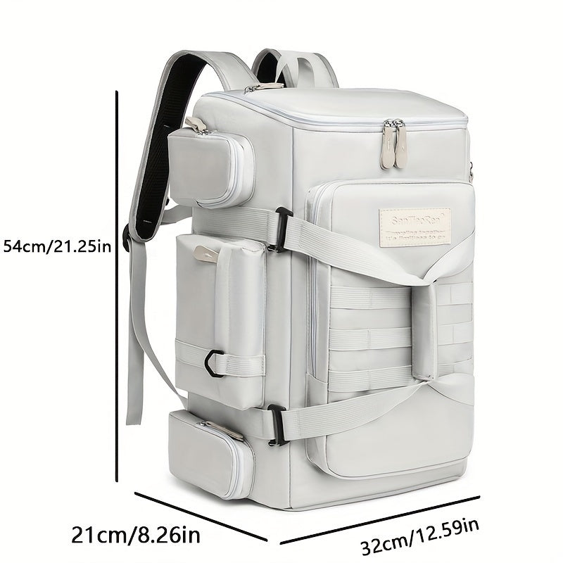 Large Travel Backpack with Laptop Compartment Silvery Grey — Multiple pockets and detachable laptop compartment for business and travel | Sleek Dynamics