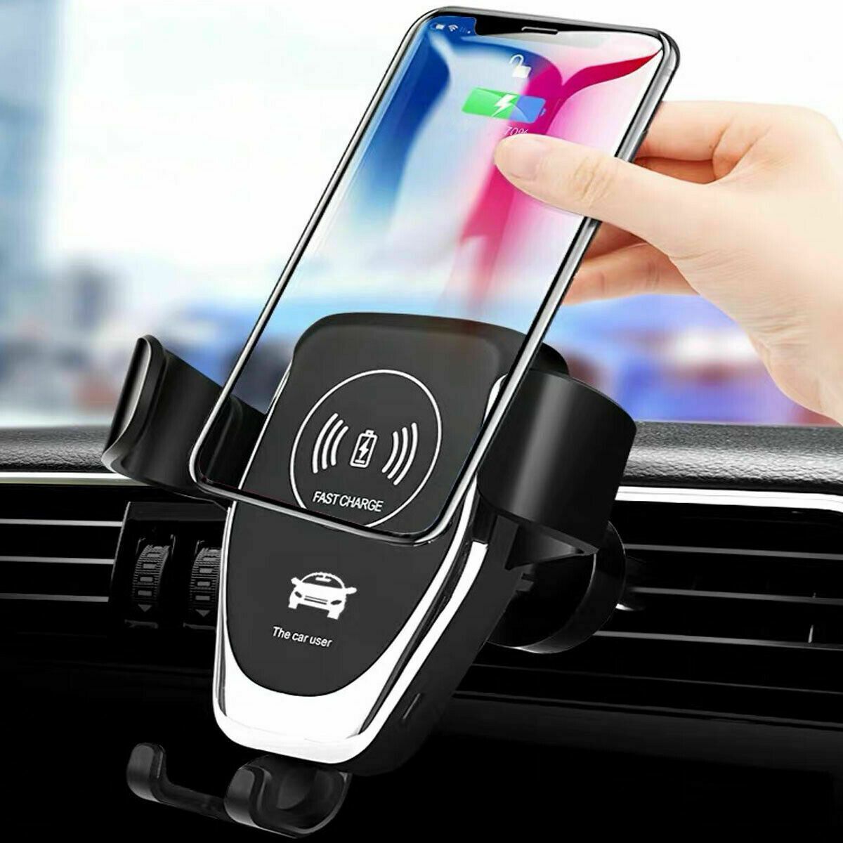 10W Wireless Car Charger Mount — Auto-Clamping, Fast Qi Charging
