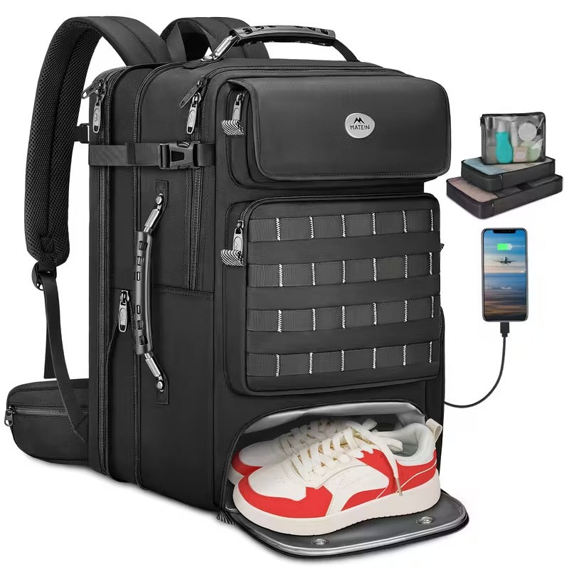 Expandable 52L Travel Backpack — USB Charging Port, TSA-Friendly with 3 Packing Cubes | Sleek Dynamics
