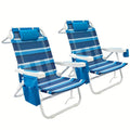 Foldable Beach Lounge Chair Blue – Set of 2 with Adjustable Backrest | Sleek Dynamics