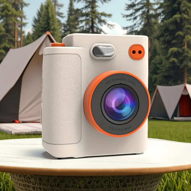 Kids Instant Print Camera 1080P — Vintage Style, USB Rechargeable, Perfect Gift