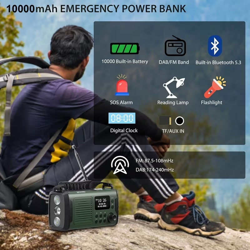 10000mAh Emergency Radio with LED & DAB+/FM