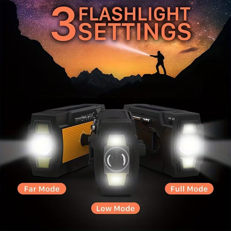 Portable Emergency Solar Radio — 4000mAh, AM/FM/NOAA, Flashlight & SOS Alarm