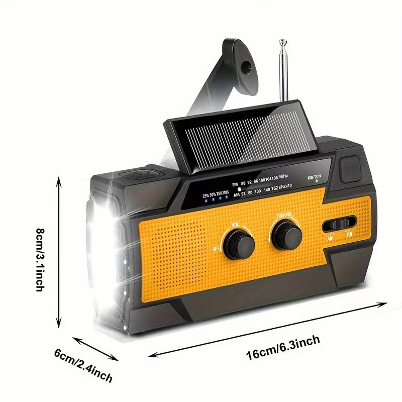 Portable Emergency Solar Radio — 4000mAh, AM/FM/NOAA, Flashlight & SOS Alarm