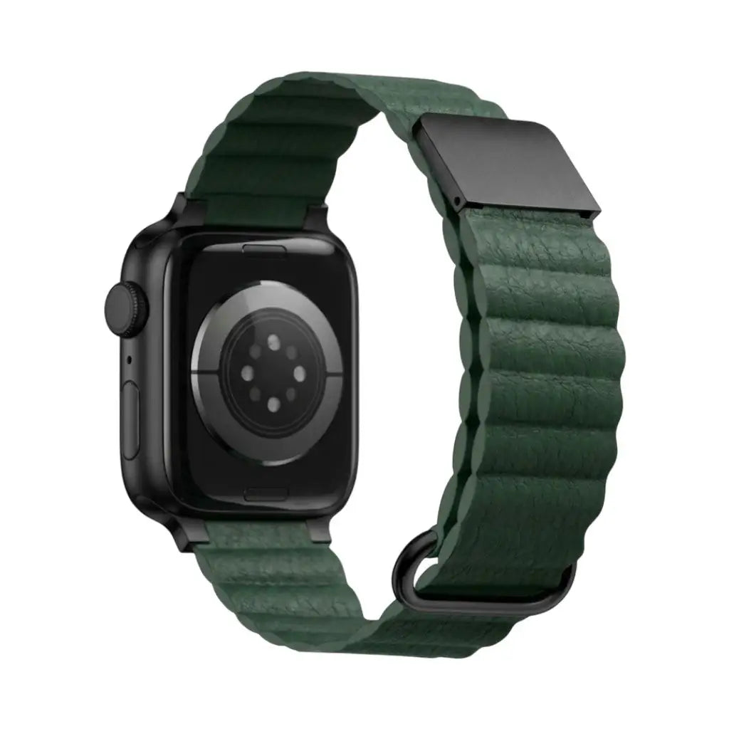 Magnetic Leather Apple Watch Band — Vegan Leather, All Series Compatible